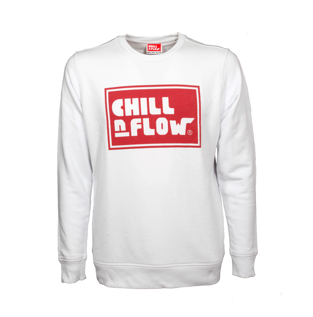 Chill ‘n’ Flow Logo – Sweatshirt, White (Men’s) - Chill 'n' Flow